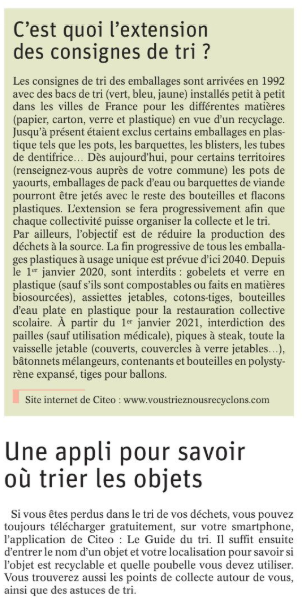 200205 DauphinÃ© LibÃ©rÃ© Extension des consignes de tri et application "Guide du tri"