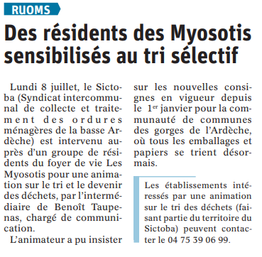 190713 DauphinÃ© LibÃ©rÃ© Animation Myosotis