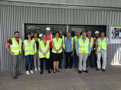 Elus et technciens du SYTRAD, du SYPP et du SICTOBA lors de la visite du centre de tri du SYTRAD