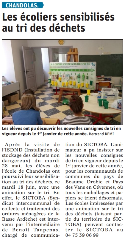 190620 DauphinÃ© LibÃ©rÃ© Animation Ecole Chandolas