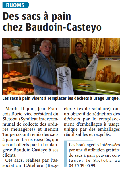 DauphinÃ© LibÃ©rÃ©. Ruoms : Des sacs Ã pain en tissus recyclÃ©s