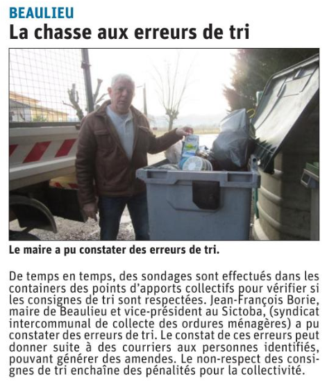 200219 DauphinÃ© LibÃ©rÃ© Beaulieu La chasse aux erreurs de tri 