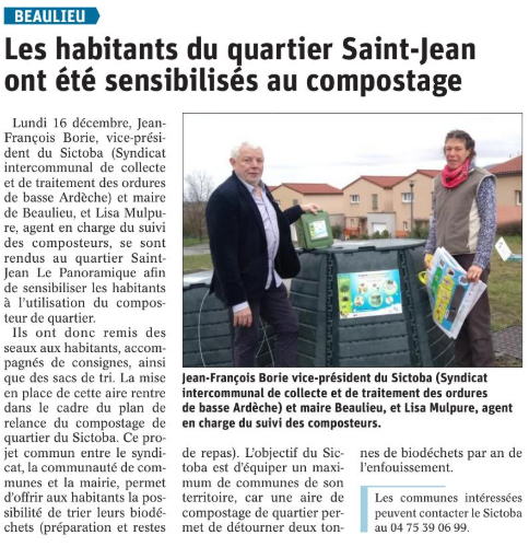 191218 DauphinÃ© LibÃ©rÃ© Beaulieu composteur quartier st jean