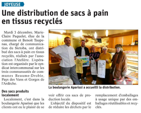191204 DauphinÃ© LibÃ©rÃ© Joyeuse sacs Ã pain Aparissi