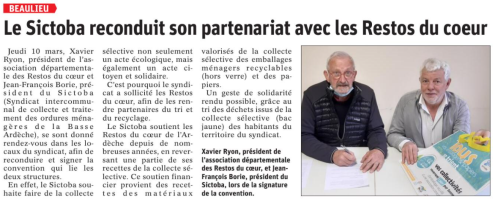 220311 DauphinÃ© LibÃ©rÃ© Convention Restos du coeur