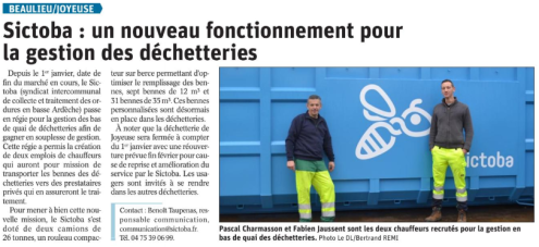 200113 DauphinÃ© LibÃ©rÃ© DÃ©chetteries en rÃ©gie et fermeture temporaire Joyeuse
