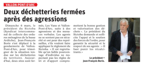 220307 DauphinÃ© LibÃ©rÃ© ProblÃ¨mes dÃ©chetteries