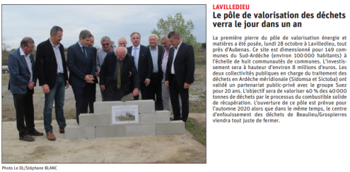 191029 DauphinÃ© LibÃ©rÃ© Pose 1Ã¨re pierre Lavilledieu