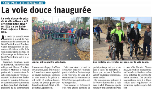 191202 DauphinÃ© LibÃ©rÃ© Inauguration voie douce Beaulieu
