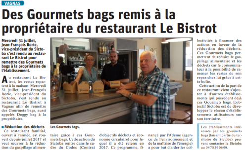 190803 Dauphiné Libéré Gourmets bags Vagnas