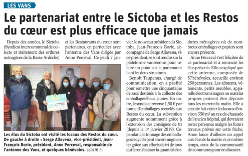 210110 DauphinÃ© LibÃ©rÃ© Partenariat Restos du coeur