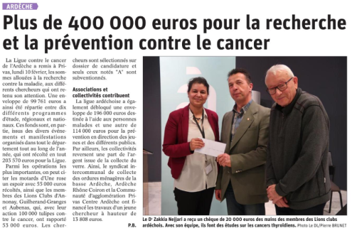 200213 Dauphiné Libéré Ligue contre le cancer DPT