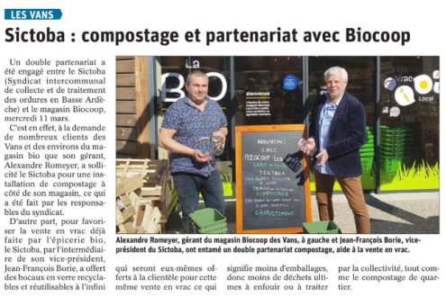200314 DauphinÃ© LibÃ©rÃ© SICTOBA : compostage et partenariat avec Biocoop