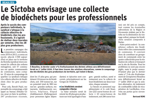 191029 DauphinÃ© LibÃ©rÃ© Collecte biodÃ©chets des professionnels