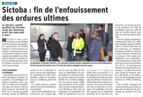 200307 Dauphiné Libéré : "Fin de l'enfouissement des ordures ultimes"