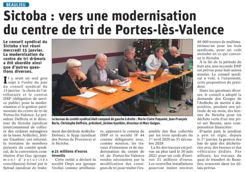 200119 DauphinÃ© LibÃ©rÃ© Compte-rendu comitÃ© syndical