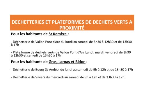 Horaires déchetteries