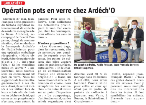 210503 DauphinÃ© LibÃ©rÃ© Bocaux ArdÃ©ch'o fromagerie