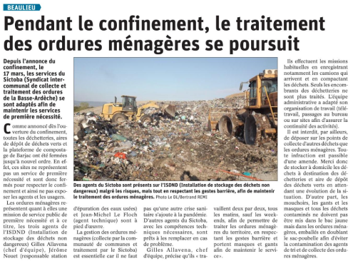 200411 DauphinÃ© LibÃ©rÃ© Traitement des ordures mÃ©nagÃ¨res