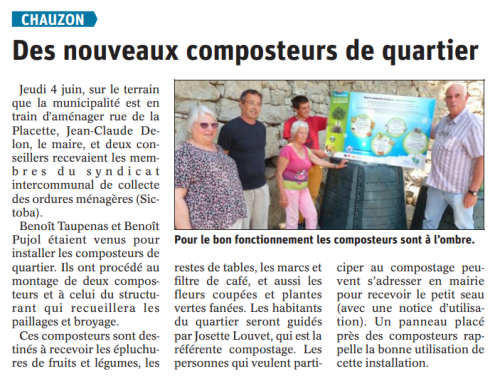 DauphinÃ© LibÃ©rÃ© Chauzon : Des nouveaux composteurs de quartier