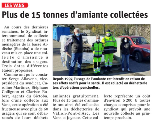 211219 DauphinÃ© LibÃ©rÃ© Bilan collecte amiante