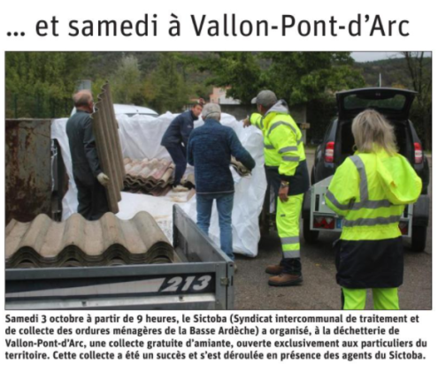 201005 DauphinÃ© LibÃ©rÃ© Collecte amiante Vallon