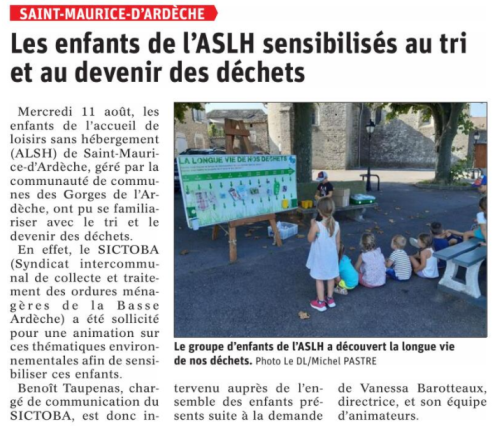 210815 DauphinÃ© LibÃ©rÃ© Animation ASLH St-Maurice-d'ArdÃ¨che