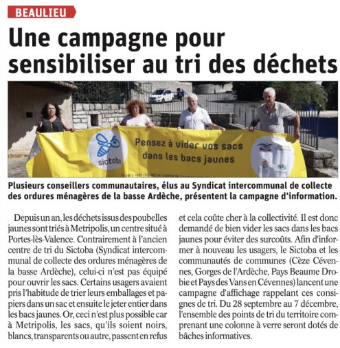 220924 DauphinÃ© LibÃ©rÃ© Campagne sensibilisation tri des dÃ©chets