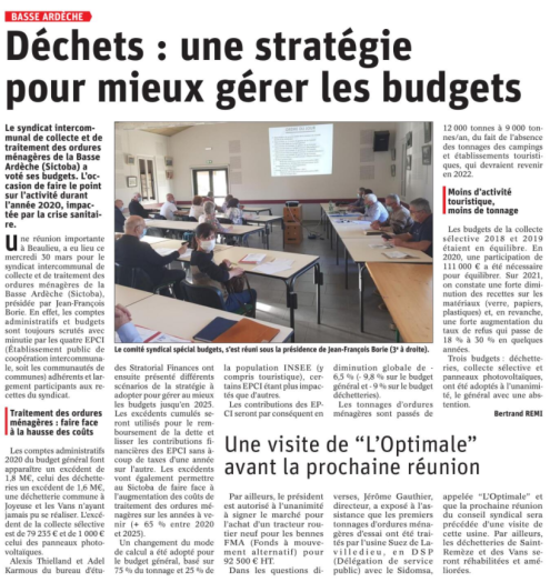 210405 DauphinÃ© LibÃ©rÃ© Compte-rendu comitÃ© syndical