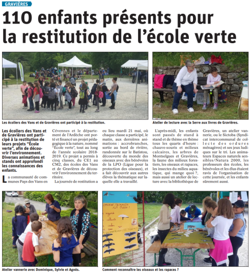 190523 DauphinÃ© LibÃ©rÃ© Ecole Verte GraviÃ¨res