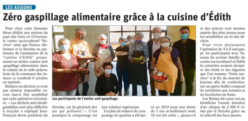 201011 Dauphiné Libéré Atelier cuisine Semaine bleue